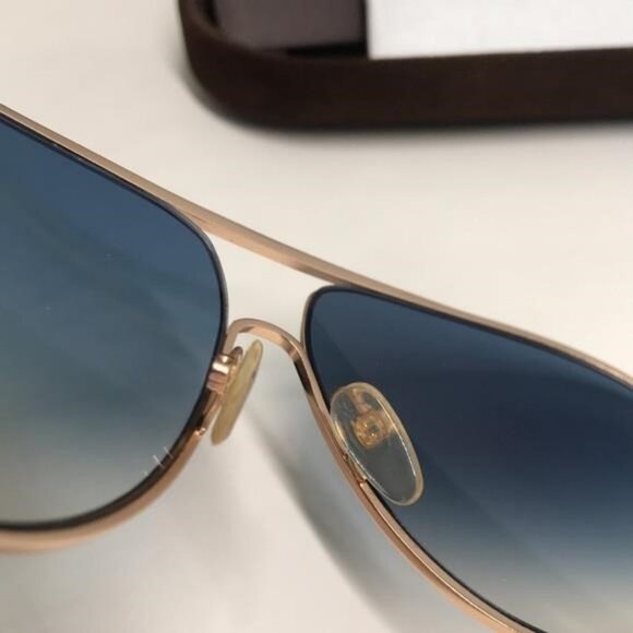 Tom Ford TF450 28P “Cliff” Aviator Sunglasses – Rose Gold / Gradient Blue - Picture 9 of 11